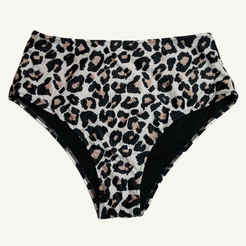 Blooming Jelly Leopard Print High Waist Swimsuit Bottoms - Women's L